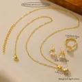 Detaillierte Größentabelle für goldenes Zirkonia-Schmuckset mit Kette und Ohrringen - Einzelner Diamant Gold