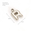 Silver letter R bubble pendant in 304 stainless steel with 9.8mm x 6.5mm dimensions - Letter R / Steel