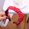Cerchietto rosso a pois bianchi in tessuto con nodo incrociato alla moda da donna - Rosso a pois bianchi annodato