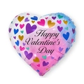 Pink and blue gradient heart foil balloon with Happy Valentine's Day script - 18 Inch Heart Happy Valentine's Day B1259