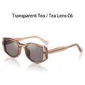 Retro TR90 polarized sunglasses in transparent tea frame with matching tea lenses C6 - Transparent Tea / Tea Lens