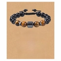 Men's adjustable 10mm tiger eye and black obsidian bead bracelet with father's gift card - To My Dad