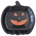 Halloween party disposable black pumpkin face paper plate with orange jack-o-lantern design - 9 Inch Black Cute Pumpkin Paper Plate