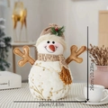 Plush Christmas snowman doll with beige knitted hat and gold branches, 26cm height - 26cm Round Hat Snowman / YH20017B