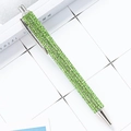 Luxury ballpoint pen with sparkling green rhinestones and silver metal finish clip - Green (Silver Parts)