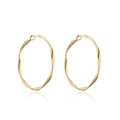 Polished 14K gold plated geometric twist hoop earrings for women in a minimalist style - Gold