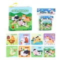 Soft farm animal cloth book for babies with English words and yellow handle strap - Farm Animals Cloth Book