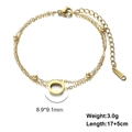 Double-layered gold stainless steel bracelet with letter d pendant and adjustable chain - Letter-Q / Gold