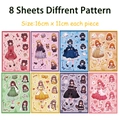 Set of 8 colorful cartoon girl stickers for DIY phone cases and laptops 16x11cm - Doukou Girls (Lolita Style)