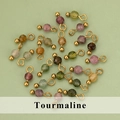 Faceted natural tourmaline stone beads with golden metal loops for DIY jewelry making - Tourmaline - 16S