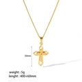 18K vergulde titanium stalen holle kruis ketting met kristallen hanger voor dames - Hol Kruis Met Enkele Zirkonia (TN3209-2) / Goud