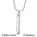 Collana argento con pendente rettangolare, catena a serpente e misure dettagliate - Colore Acciaio + Catena a Serpente (KN230187-K)