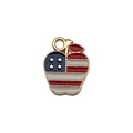 Apple shaped US flag pendant in gold finish for DIY jewelry and accessories - USA Flag Apple