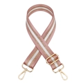 Rosafarbener und weißer Schultergurt mit Goldfäden und goldenen Metallbeschlägen - Silberverschluss / Lotusrosa
