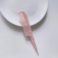 Minimalist pink marble pattern acetate tail comb with fine teeth for hair styling - Pink