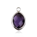 Silver pendant featuring a purple marquise-cut glass gemstone for DIY jewelry making - Silver - February