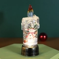 LED Christmas candle lantern with snowman figurine and swirling glitter in bronze base - Small Water Candle Snowman