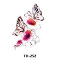 Waterproof watercolor tattoo sticker featuring butterflies and flowers, model TH-252 - Th-252 / 210*148mm
