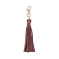 Burgundy leather tassel keychain with golden swivel lobster clasp for women bag accessory - Wine Red (Soft)