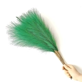 Green 55cm faux pampas grass bundle with natural brown stem for boho home decoration - 53-55cm / Emerald