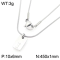 Gepolijste zilveren roestvrijstalen rechthoekige hanger ketting met gegraveerde letter I - Zilveren Letter I (KN293409-Z)