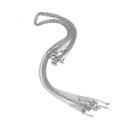 Silver metal necklace chains with lobster clasps and extension links on white surface - Chain
