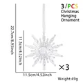 Set of 3 transparent snowflake Christmas tree ornaments with white hanging ribbons - Sun Snowflake Pendants (3PCS)