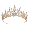 Elegante gouden bruidskroon met kristallen voor bruilofts- en feestkapsels voor dames - Goud