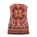 Bohemian strapless jurk met caleidoscooppatroon in bruine en steenrode tinten - XS / Oranjerood