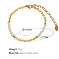 Bracelet minimaliste en perles dorées et perles blanches avec chaîne de 16+5cm - SL31 Bracelet en Cuivre Doré / 16+5cm/Diamètre des Perles 4mm