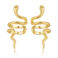 Élégants clips d'oreilles serpent en argent S925 doré avec texture d'écailles détaillée - Doré
