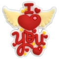 Red and yellow I Love You clog shoe charm with heart and wings design in 3D silicone - EU 23