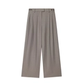 Damenhose in Grau mit weitem Bein, doppelten Taillenfalten und elegantem, geradem Schnitt - XS / Graue Hose