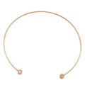 Minimalist gold stainless steel choker featuring hexagonal ends with sparkling crystal inlay - ID 145mm Open Hexagon Rhinestone Gold (KN88285-KPD)