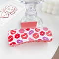 Elegant pink rectangular hair claw clip with romantic lip print pattern for women - Flaming Lips - Rectangle