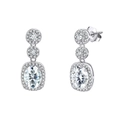 S925 sterling silver drop earrings with emerald green stones and diamond accents - Lze59-p