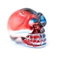Skull crystal ornament in vibrant red and blue gradient glass with transparent finish - Large Style No.7 (Red Blue Gradient)
