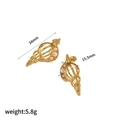 Orecchini a conchiglia placcati oro 18k con perle e misure dettagliate in 34mm di lunghezza - Orecchini a Bottone a Forma di Conchiglia con Perla (TE60108)