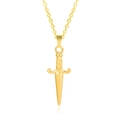 Detailed macro view of gold plated stainless steel dagger pendant with spiral handle texture - Gold Color - Pendant Necklace