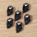 Detail of 6 black cartoon ghost resin charms for DIY Halloween crafts on wood background - 10 Pieces Pack / Ghost