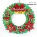 36cm Christmas wreath decoration with red bows, pine cones, and Merry Christmas sign - 35cm Wreath-Double Bell Flower
