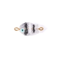 Handmade clear glass fish charm with blue eye and gold connectors for DIY jewelry - Gold B&W Pattern (Double Hole 7#)