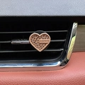 Rose gold heart car air vent perfume clip with brown rhinestones and LOVE engraving - LOVE Brown