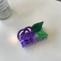 Acrylic flower hair claw clip with purple rose design and marbled texture finish - Approx. 8cm / Hollow Purple Rose