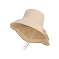 Chapeau de soleil beige à larges bords avec mentonnière réglable et coutures renforcées - Poche zippée