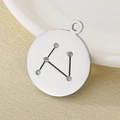 Silver stainless steel Aries zodiac pendant with crystal stones on ceramic tray - Silver Aries (KLJ4549-Z)