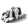 Chapeau de cow-boy western classique avec imprimé vache noir et blanc à bords larges - M (56-58cm) / Noir