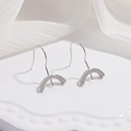 S925 sterling silver semi-circle ear hook with micro-pave crystals and pearl peg - Platinum Semi Circular Ear Hook