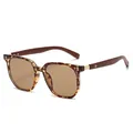 Retro hawksbill sunglasses with brown lenses and wooden textured temples for women - Tortoiseshell Frame Tea Lens