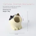 Cartoon calico cat storage ornament with large mouth for nail pens and tools - Cat